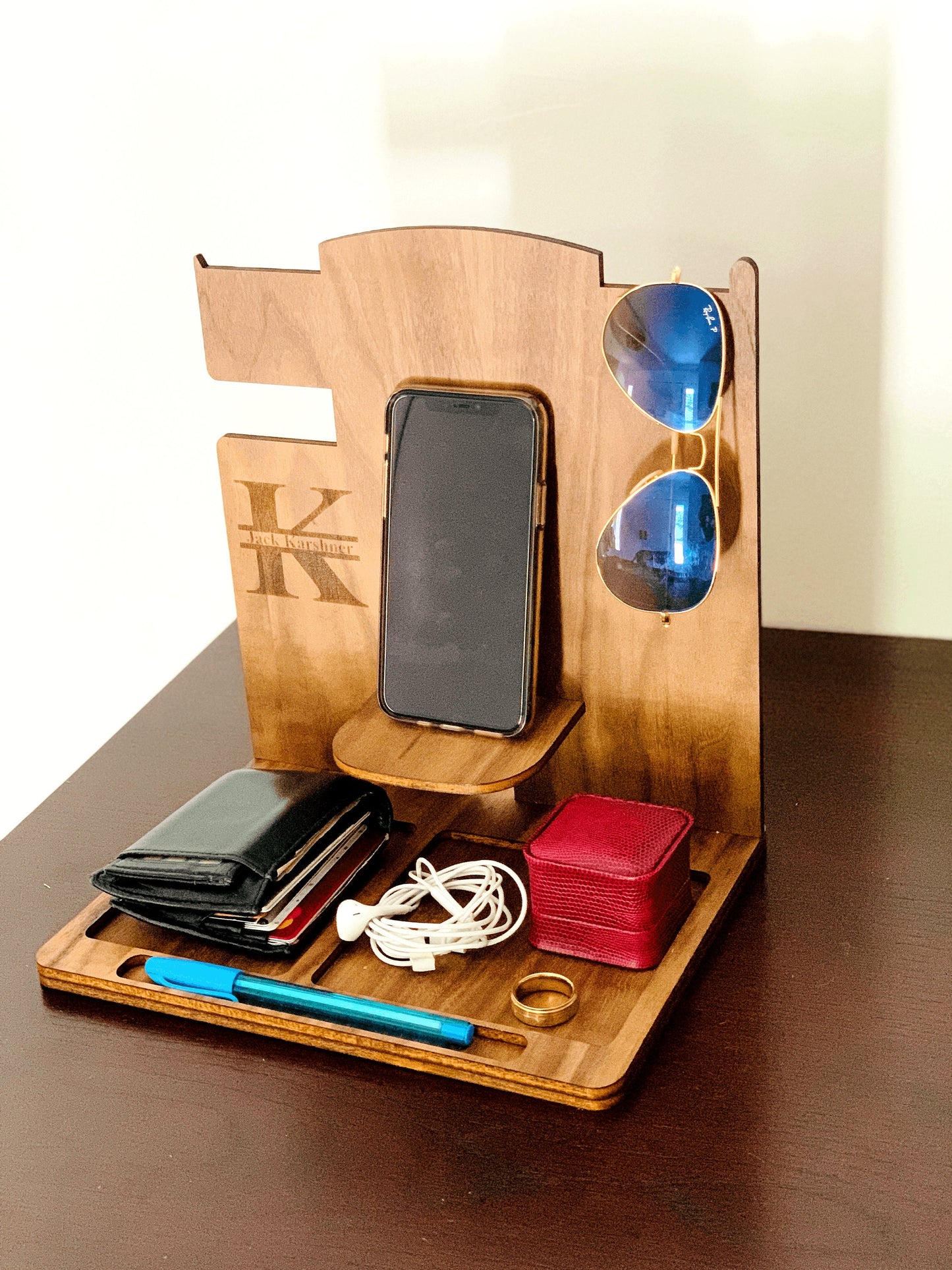 Docking Station Work Organizer - Phone, Wallet, Keys, Glasses and More!