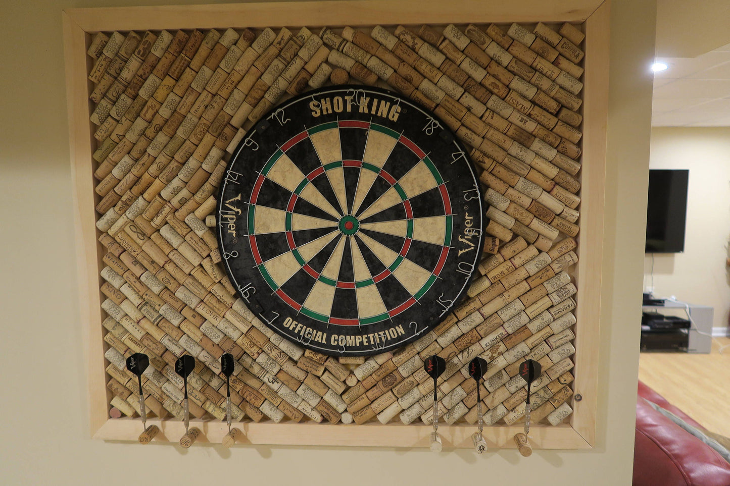 Handmade Cork Dart Board!! 48" x 42" ! Dart Board and Darts Optional