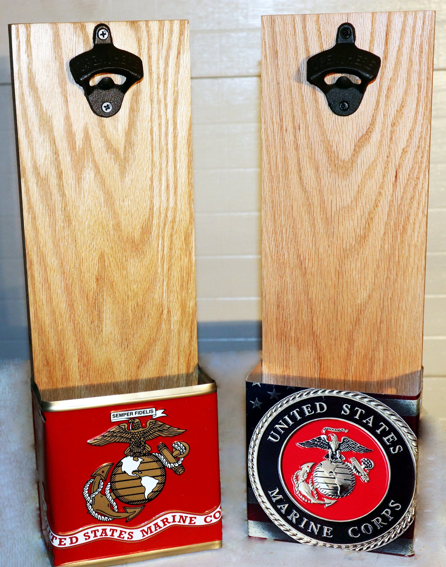 Wall Mounted Bottle Openers with License Plate Catches!