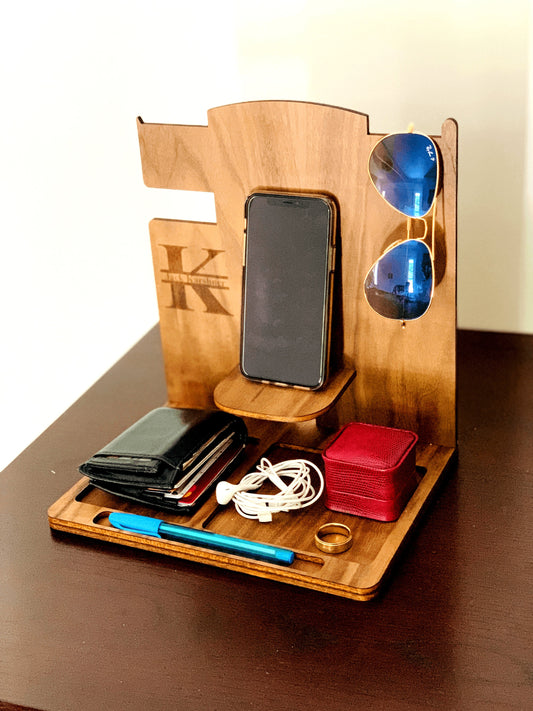 Docking Station Work Organizer - Phone,  Wallet, Keys, Glasses and More!