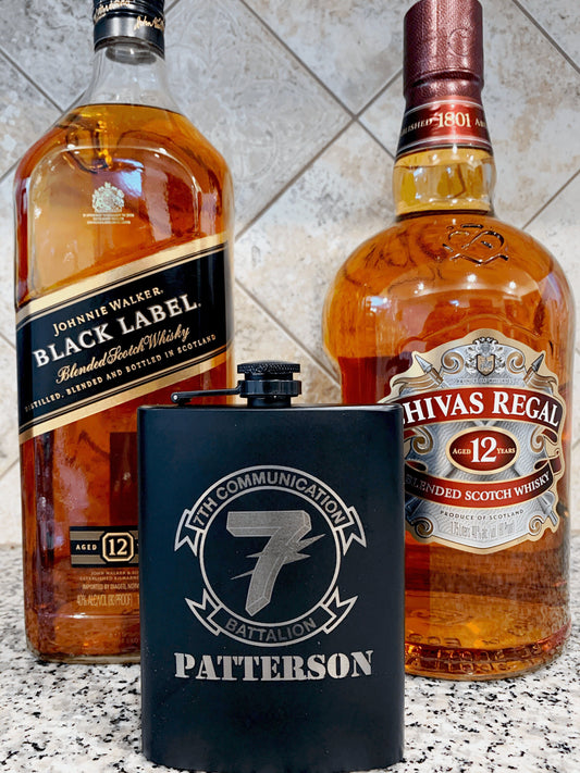 Personalized Laser Engraved Flasks, Custom Black Flasks, Groomsman Flask, Best Man Flask, Wedding Party Flask, Bridal Party Flask