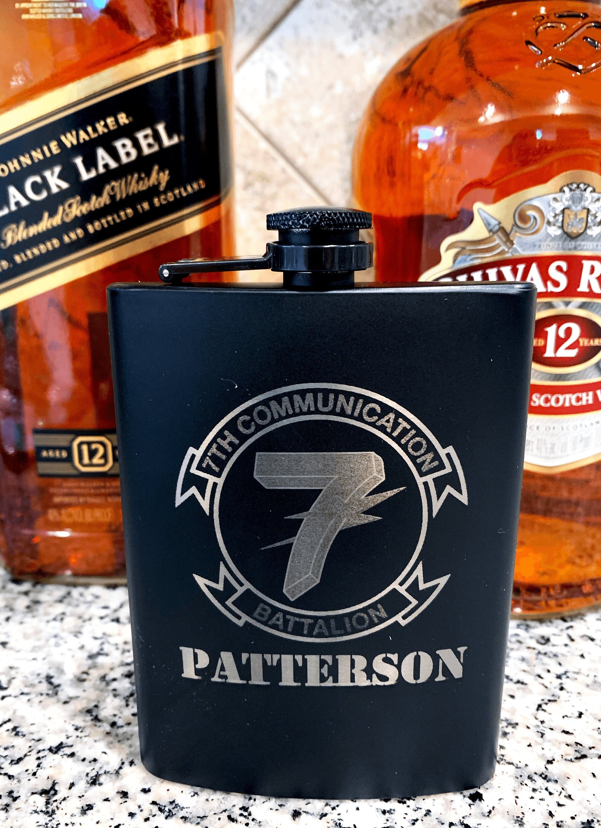 Personalized Laser Engraved Flasks, Custom Black Flasks, Groomsman Flask, Best Man Flask, Wedding Party Flask, Bridal Party Flask