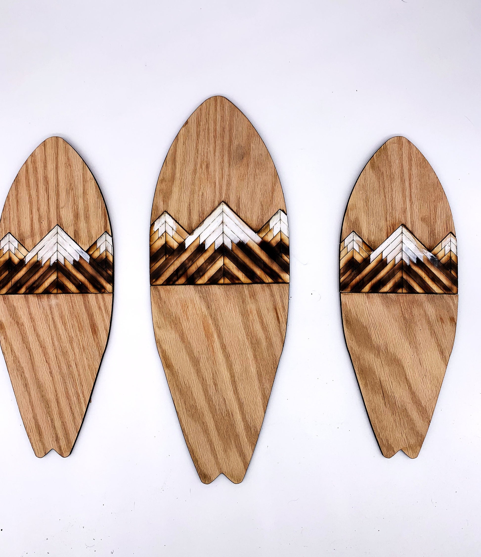 Surfboard with Rustic Mountain Tops Wall Decor Art Handmade