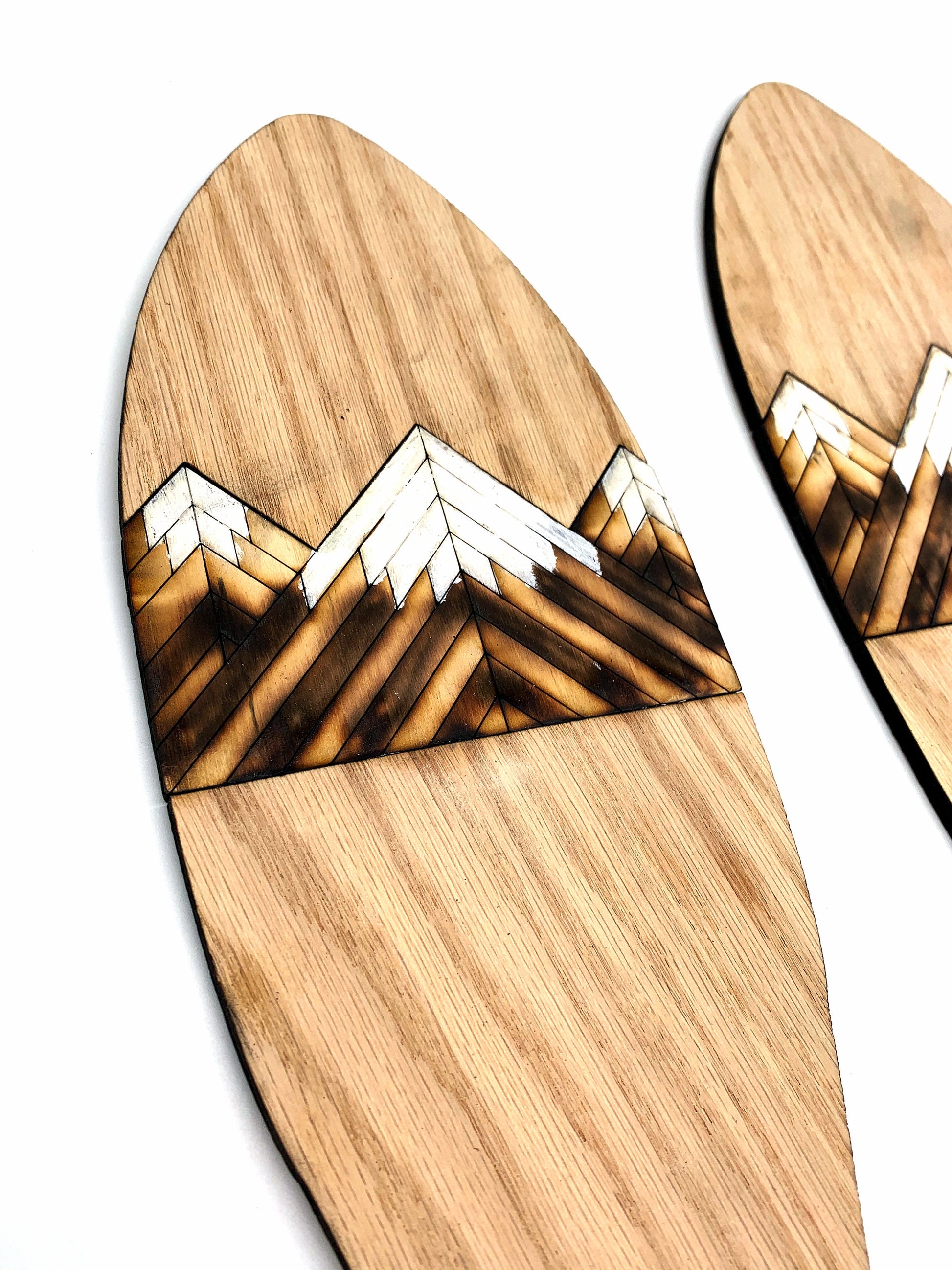 Surfboard with Rustic Mountain Tops Wall Decor Art Handmade