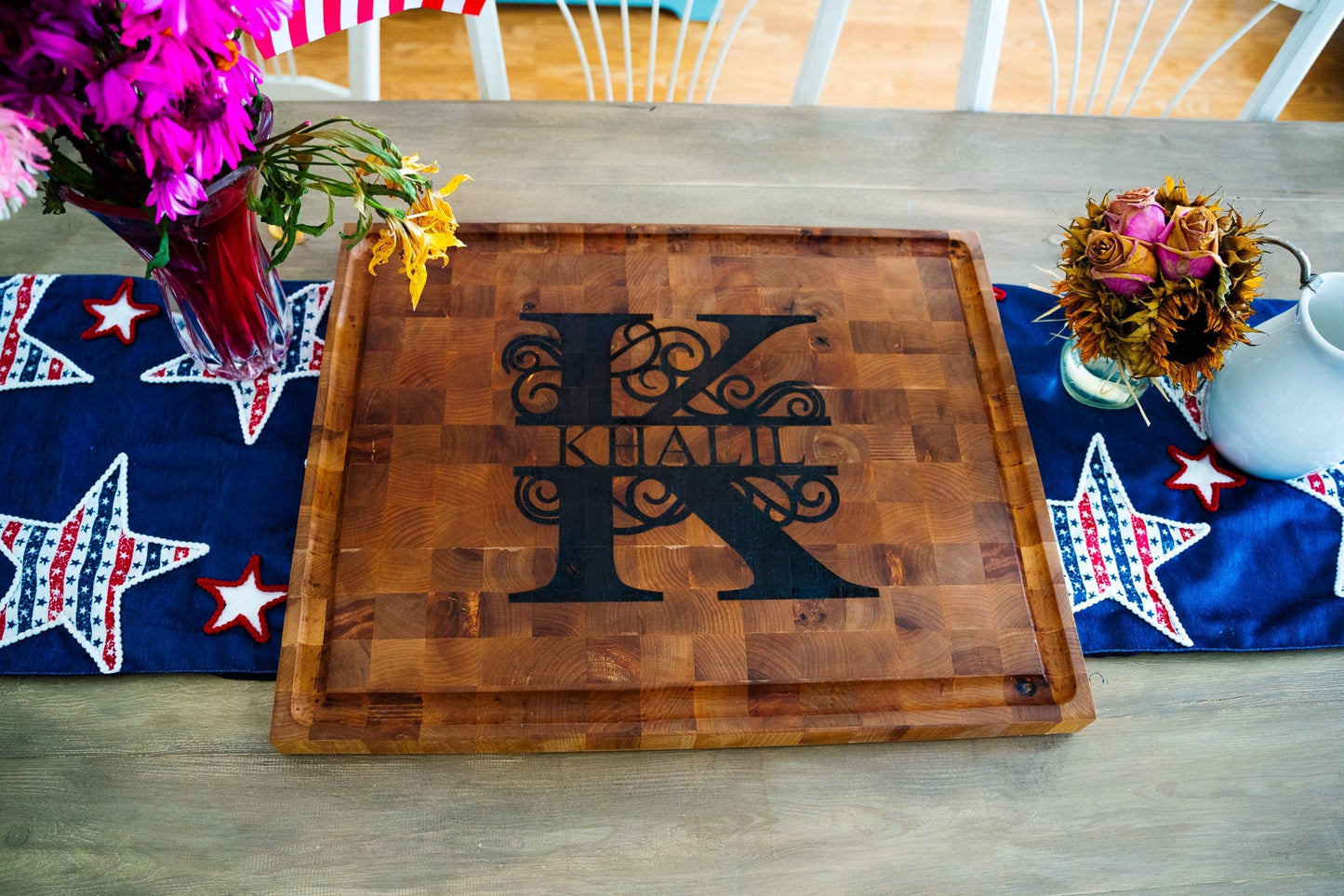 GIANT End Grain Cutting Board, Personalized Handmade Hardwood Custom Design, Kitchen Bamboo Cutting Board, Chopping Board Wood Cutting Board